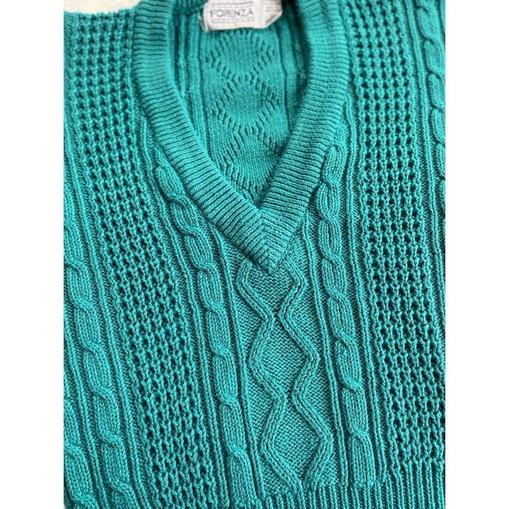 Vintage Forenza Teal Chunky Knit Sleeveless Sweater Vest - Picture 3 of 6